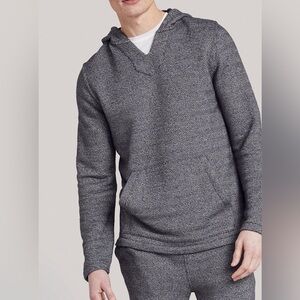 Faherty Brand Biarritz Gray Herringbone Men's Soft Cotton Hoodie Size L Coastal